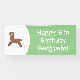 Schattige gelukkige bruine alpaca cartoon spandoek