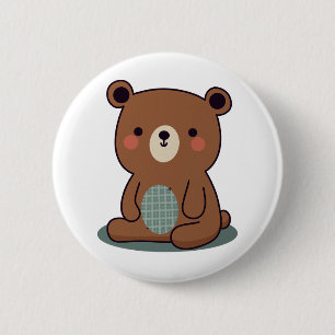 Schattige Gelukkige Bruine Teddibeer Ronde Button 5,7 Cm