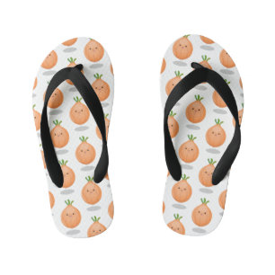 Schattige gelukkige bruine ui groene cartoonillust kinder teenslippers