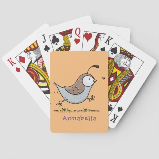 Schattige gelukkige Californische kwartel cartooni Pokerkaarten (Achterkant)