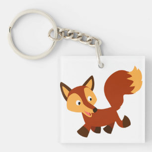 Schattige Gelukkige Cartoon Vos Acryl Sleutelhange Sleutelhanger