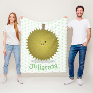 Schattige gelukkige durian cartoon illustratie fleece deken