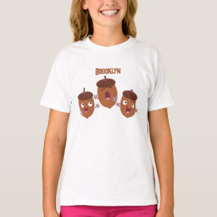 Schattige gelukkige eikels die een tekenfilm voor t-shirt