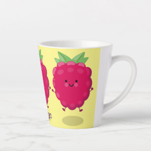 Schattige gelukkige framboos cartoon illustratie latte mok