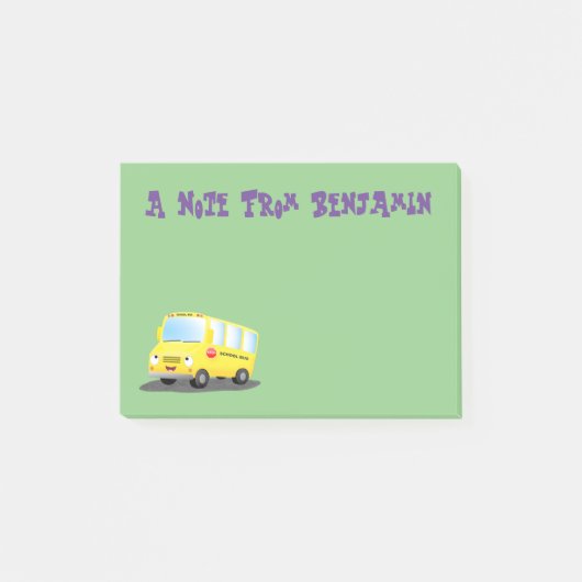 Schattige gelukkige gele schoolbus cartoon  post-it® notes (Voorkant)