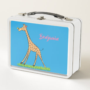 Schattige gelukkige giraffe met vlinder cartoon