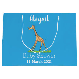 Schattige gelukkige giraffe met vlinder cartoon groot cadeauzakje