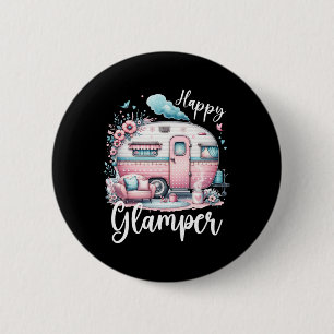 Schattige Gelukkige Glamper Caravan Kamperen Glamp Ronde Button 5,7 Cm