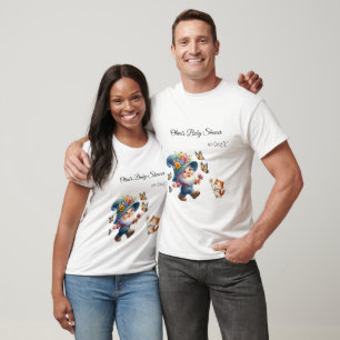 Schattige gelukkige Gnome met Vlinder Baby Shower  T-shirt
