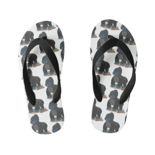 Schattige gelukkige grote gorilla cartoonillustrat kinder teenslippers