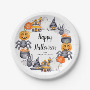 Schattige gelukkige Halloween-illustratie feest Papieren Bordje