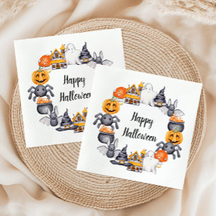 Schattige gelukkige Halloween-illustratieparty Servet