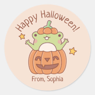 Schattige Gelukkige Halloween Kikker In Uitgesnede Ronde Sticker