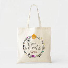 Schattige gelukkige Halloween-kinderen snoep of ee Tote Bag