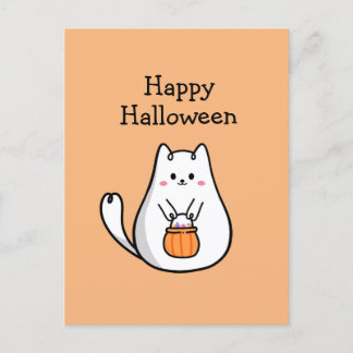Schattige Gelukkige Halloween Kitty Kat Snoep of e Briefkaart