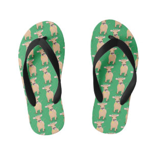 Schattige gelukkige jerseykoe en bloem cartoon kinder teenslippers