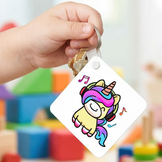 Schattige Gelukkige Kawaii Baby Eenhoorn met Kopte Sleutelhanger