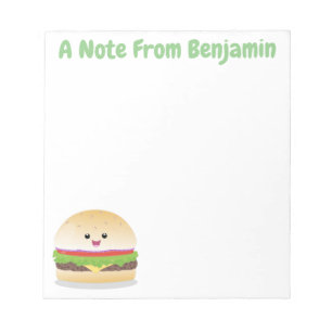 Schattige gelukkige kawaii hamburger cartoon notitieblok
