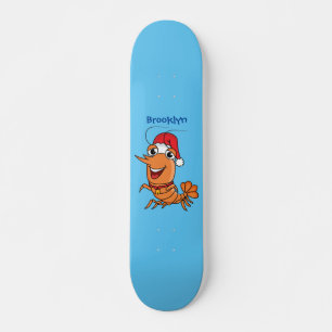 Schattige gelukkige Kerstgarnalen cartoonillustrat Skateboard