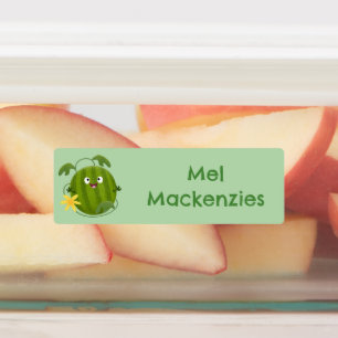 Schattige gelukkige lachende watermeloen cartoon g labels