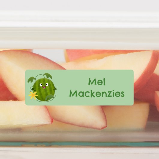 Schattige gelukkige lachende watermeloen cartoon g labels (Aangebracht)