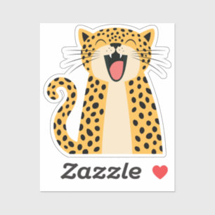 Schattige Gelukkige Lachende Wilde Luipaard Cartoo Sticker