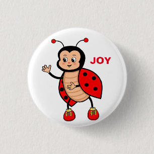 Schattige Gelukkige Lieveheersbeestje Cartoon  Ronde Button 3,2 Cm
