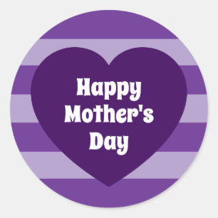 Schattige Gelukkige Moederdag Donkerpaarse Hart Ee Ronde Sticker