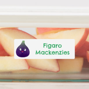 Schattige gelukkige paarse vijgenfruitcartoon gepe labels