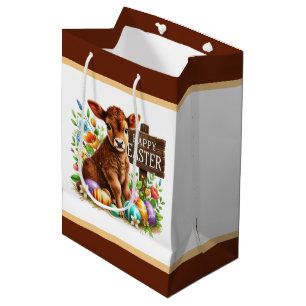 Schattige gelukkige Pasen koe Medium Cadeauzakje