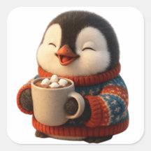 Schattige Gelukkige Pinguïn in Trui Warme Chocolad