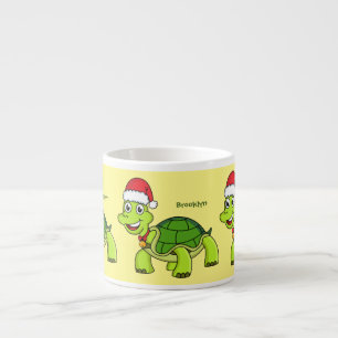 Schattige gelukkige schildpad met kerstman hoed espresso kop