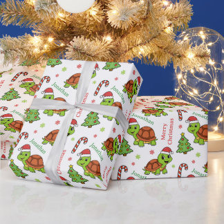 Schattige Gelukkige Schildpadden Kerstboom Vakanti Cadeaupapier