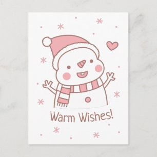Schattige Gelukkige Sneeuwman Doodle Kerst Groet Briefkaart