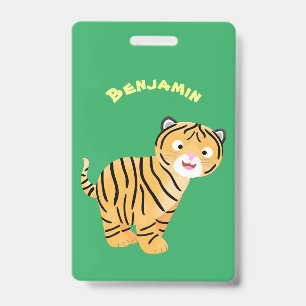 Schattige gelukkige tijgerwelp cartoon badge