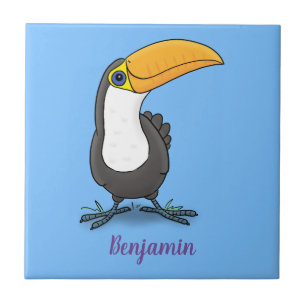 Schattige gelukkige toekan cartoon illustratie tegeltje