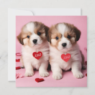 Schattige Gelukkige Valentijnsdag Puppies Feestdagenkaart