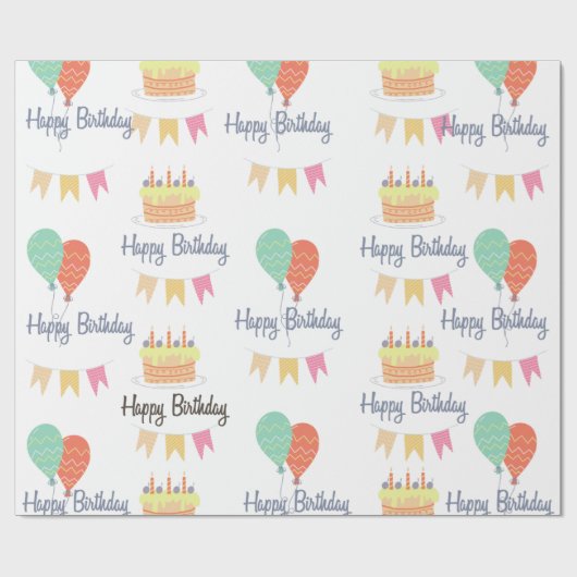 Schattige gelukkige verjaardag cadeaupapier (Vlak)
