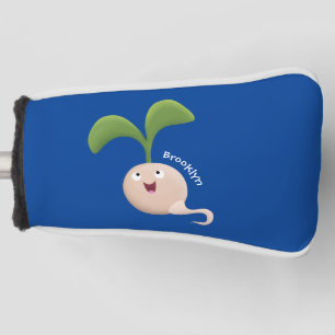 Schattige gelukkige zaadkiem cartoon illustratie golfheadcover