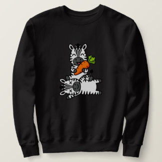 Schattige Gelukkige Zebra met Wortel Cartoon Pret Trui