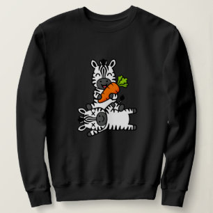 Schattige Gelukkige Zebra met Wortel Cartoon Pret Trui