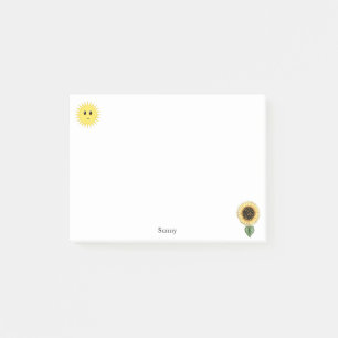 Schattige Gelukkige Zon en Zonnebloem Post-it® Notes