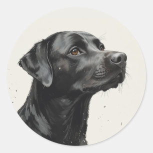 Schattige Gelukkige Zwarte Labrador Hond Huisdier Ronde Sticker