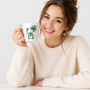 Schattige Geluks kikker met Vierbladige Klaver Kof Latte Mok