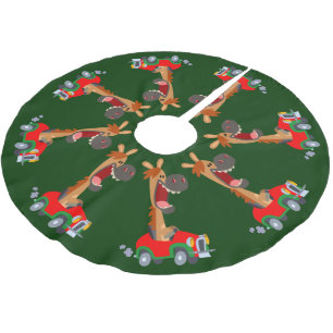 Schattige gemotoriseerde cartoon paard boomrok kerstboom rok