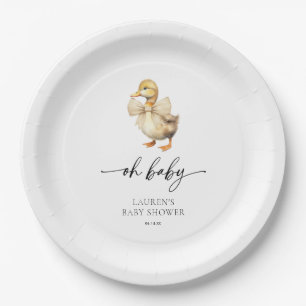 Schattige genderneutraal OH Baby Duck Baby shower Papieren Bordje