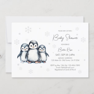 Schattige genderneutraal pinguïn-Baby shower Kaart