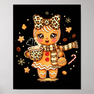 Schattige Gengembrede Luipaard Kerstmis Xmas Meisj Poster