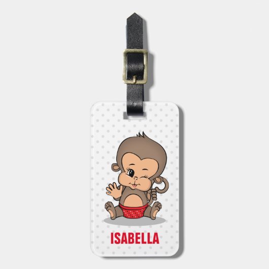 Schattige Gepersonaliseerd Aap Bagagelabel (W) (Voorkant verticaal)