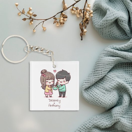 Schattige gepersonaliseerd Chibi-stijl Dumpling-pa Sleutelhanger